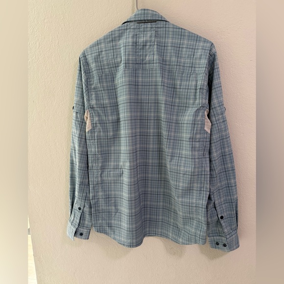 REI Blue Plaid Long Sleeve Vented Hiking Shirt Men’s Small - Picture 5 of 5